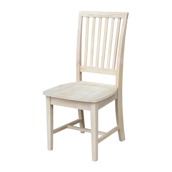 International Concepts Set of 2 Mission Side Chairs, Unfinished Seat, Wood Back, 39.2 W 21.3 in L 21.3 H, Wood Seat 265P - main